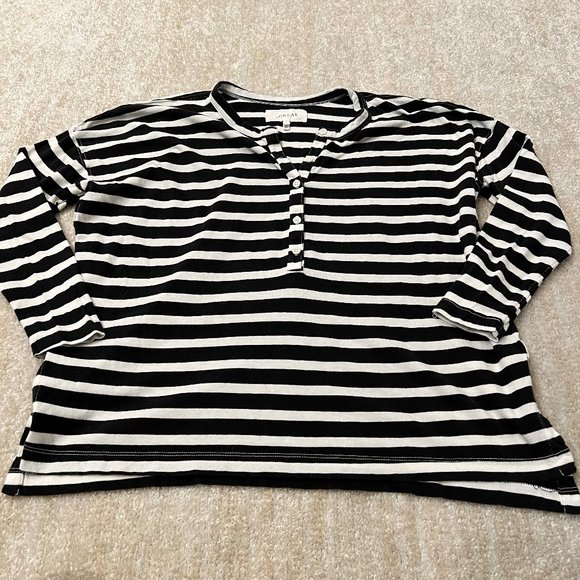 THE GREAT. Tops - The Great Stripe Henley Knit Top 1 / S 100% Cotton